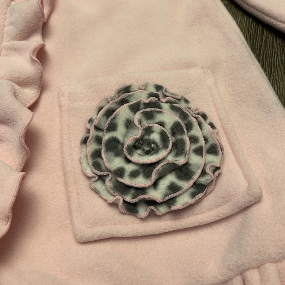 Jessica Ann Girls Button Up‎ Coat Pink Flower Details-Size: 4T Toddler